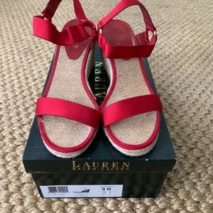 Ralph Lauren Red Satin Sandals size 9
